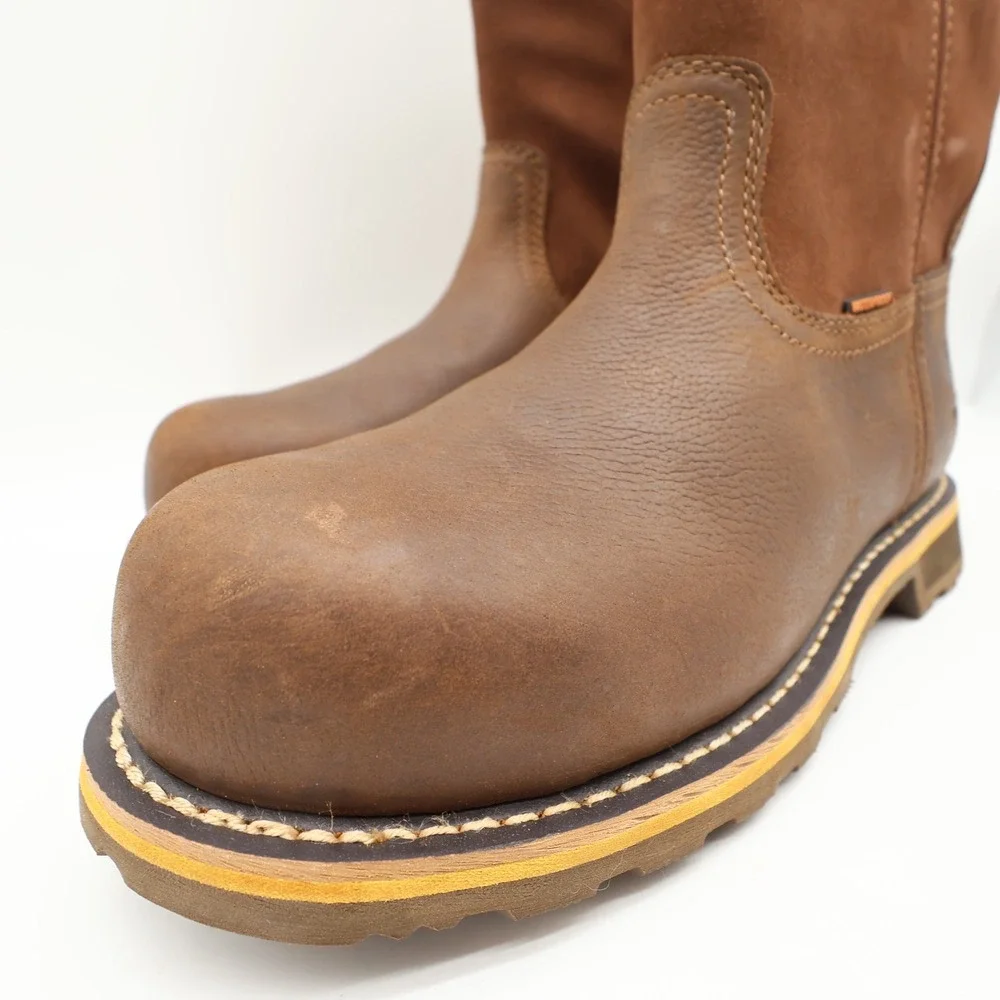 Carhartt Work Boots Mens 9 M Brown Leather Pull-On Waterproof CMP1453 NIB